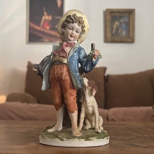 Vintage Lamour Charming Porcelain Figurine with Dog